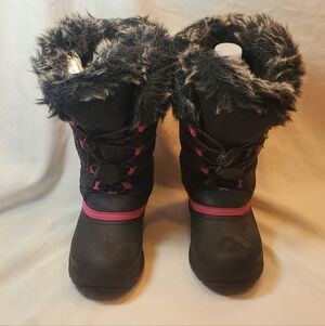 Kamik Snow Gypsy Kids Black Pink Insulated Waterproof Winter Boots, Youth Sz 1
